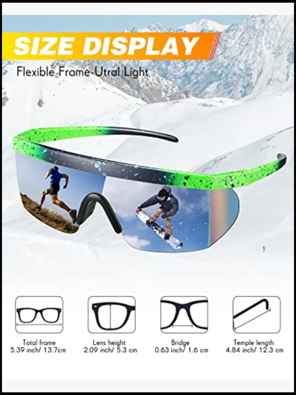 3 Pair Neon Retro Mirrored Sunglasses Semi Rimless PC Material Sport